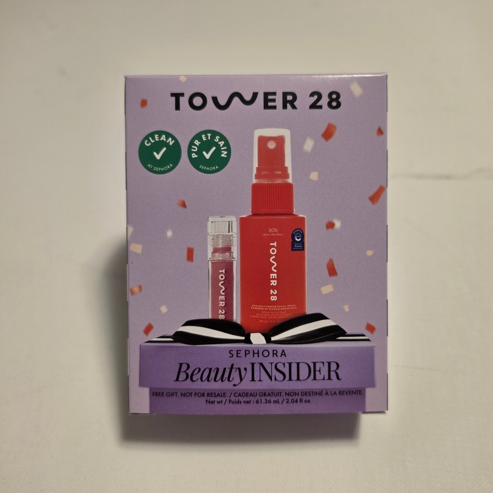 Tower 28 Sephora Beauty Insider SOS Facial Spray Lip Jelly Pistachio Set NIB